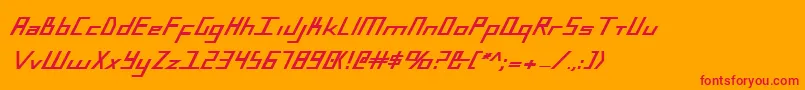 Fonte BlueJulyExtrabold – fontes vermelhas em um fundo laranja