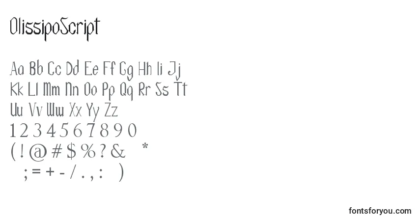 Шрифт OlissipoScript – алфавит, цифры, специальные символы