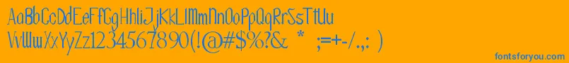 OlissipoScript-Schriftart – Blaue Schriften auf orangefarbenem Hintergrund