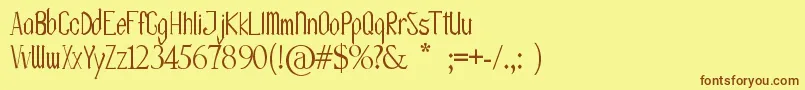 Fonte OlissipoScript – fontes marrons em um fundo amarelo
