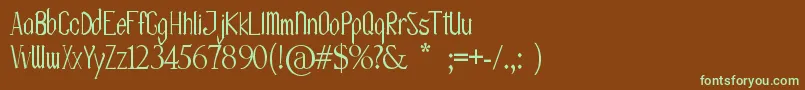 OlissipoScript-Schriftart – Grüne Schriften auf braunem Hintergrund