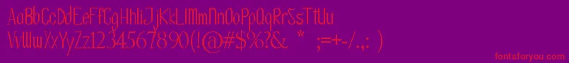 OlissipoScript-fontti – punaiset fontit violetilla taustalla