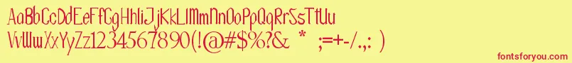 OlissipoScript-fontti – punaiset fontit keltaisella taustalla