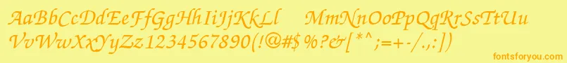 ChanceryScriptMediumSsiMedium-Schriftart – Orangefarbene Schriften auf gelbem Hintergrund