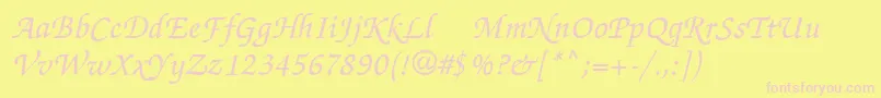 フォントChanceryScriptMediumSsiMedium – ピンクのフォント、黄色の背景