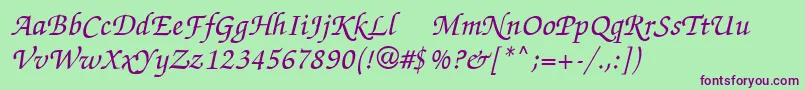 ChanceryScriptMediumSsiMedium-Schriftart – Violette Schriften auf grünem Hintergrund