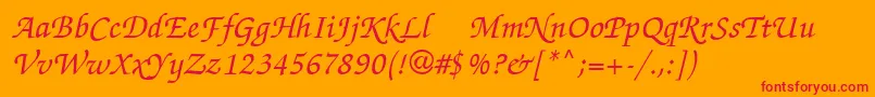 ChanceryScriptMediumSsiMedium-fontti – punaiset fontit oranssilla taustalla