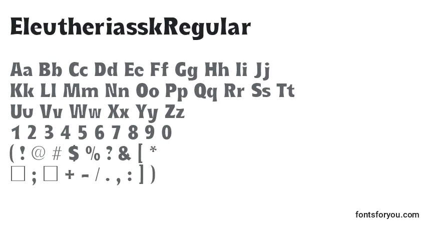 Schriftart EleutheriasskRegular – Alphabet, Zahlen, spezielle Symbole