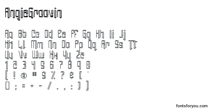 A fonte AngieGroovin – alfabeto, números, caracteres especiais