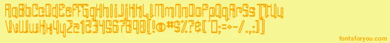 フォントAngieGroovin – オレンジの文字が黄色の背景にあります。