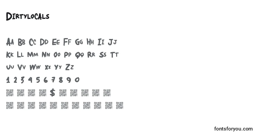 Schriftart Dirtylocals – Alphabet, Zahlen, spezielle Symbole