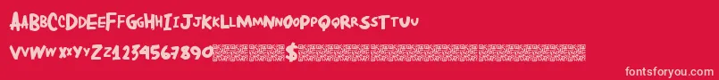 Dirtylocals-Schriftart – Rosa Schriften auf rotem Hintergrund