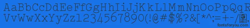 TypowriterLightDemo-Schriftart – Schwarze Schriften auf blauem Hintergrund