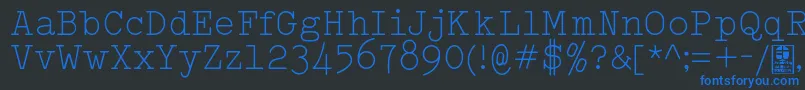 Czcionka TypowriterLightDemo – niebieskie czcionki na czarnym tle