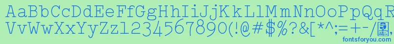 フォントTypowriterLightDemo – 青い文字は緑の背景です。