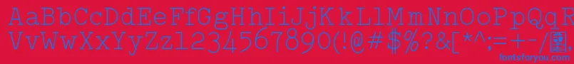 TypowriterLightDemo-Schriftart – Blaue Schriften auf rotem Hintergrund