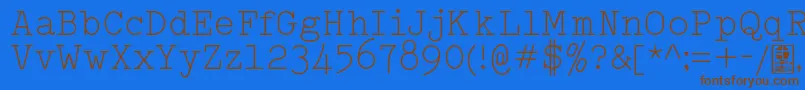 Fonte TypowriterLightDemo – fontes marrons em um fundo azul