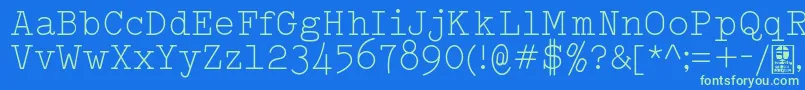 フォントTypowriterLightDemo – 青い背景に緑のフォント