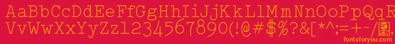 Fonte TypowriterLightDemo – fontes laranjas em um fundo vermelho