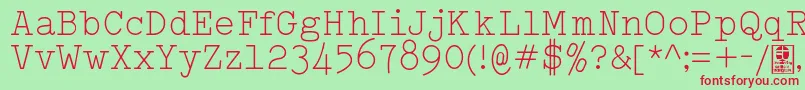 フォントTypowriterLightDemo – 赤い文字の緑の背景