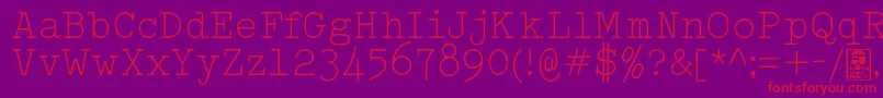 Czcionka TypowriterLightDemo – czerwone czcionki na fioletowym tle