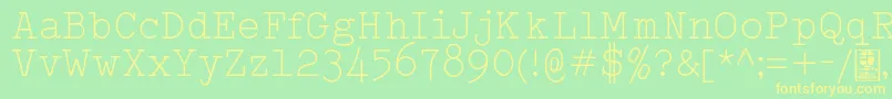 TypowriterLightDemo Font – Yellow Fonts on Green Background