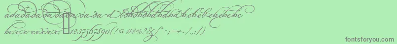 フォントBickhamScriptAltOne – 緑の背景に灰色の文字