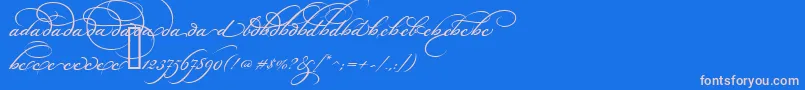 フォントBickhamScriptAltOne – ピンクの文字、青い背景