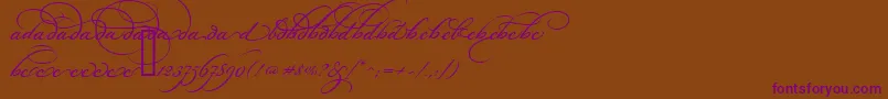 Fonte BickhamScriptAltOne – fontes roxas em um fundo marrom