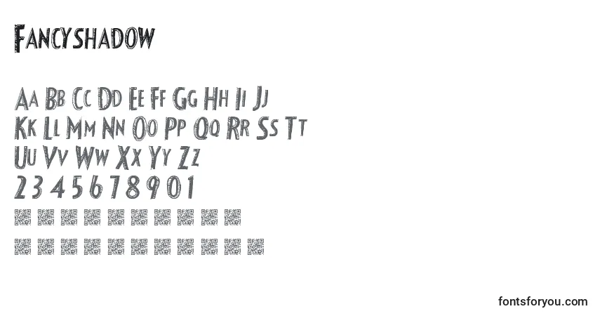 Fancyshadow-fontti – aakkoset, numerot, erikoismerkit