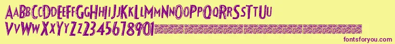 Fancyshadow-Schriftart – Violette Schriften auf gelbem Hintergrund