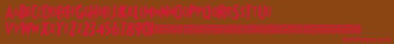 フォントFancyshadow – 赤い文字が茶色の背景にあります。