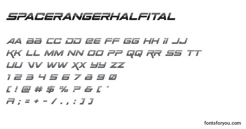 Spacerangerhalfital-fontti – aakkoset, numerot, erikoismerkit