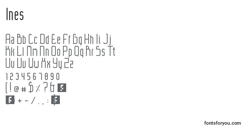 Schriftart Ines – Alphabet, Zahlen, spezielle Symbole