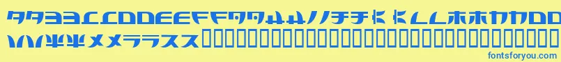 Tecnojap-Schriftart – Blaue Schriften auf gelbem Hintergrund