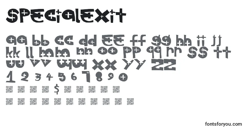 A fonte Specialexit – alfabeto, números, caracteres especiais