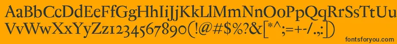 AntiqueRegent-Schriftart – Schwarze Schriften auf orangefarbenem Hintergrund