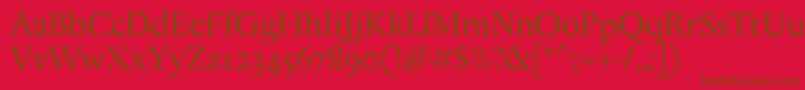 フォントAntiqueRegent – 赤い背景に茶色の文字