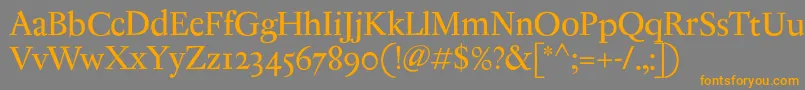 AntiqueRegent-Schriftart – Orangefarbene Schriften auf grauem Hintergrund