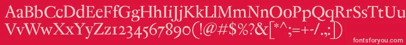 AntiqueRegent-fontti – vaaleanpunaiset fontit punaisella taustalla