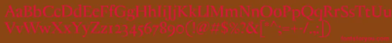 AntiqueRegent-Schriftart – Rote Schriften auf braunem Hintergrund