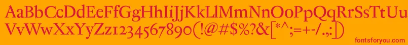 フォントAntiqueRegent – オレンジの背景に赤い文字