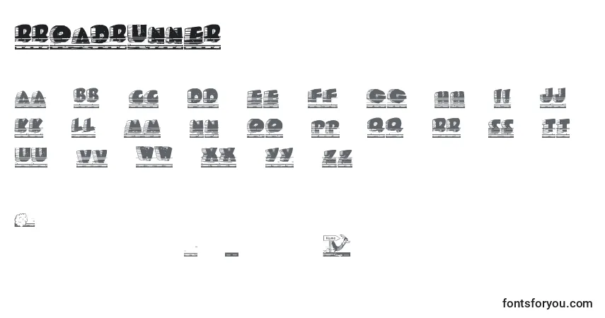 A fonte Rroadrunner – alfabeto, números, caracteres especiais