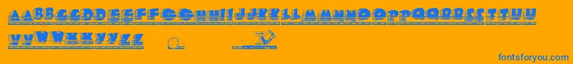 Rroadrunner Font – Blue Fonts on Orange Background