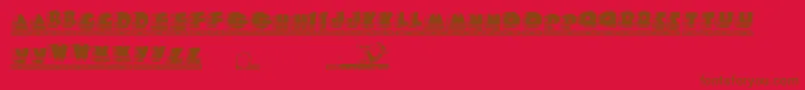 Rroadrunner-Schriftart – Braune Schriften auf rotem Hintergrund