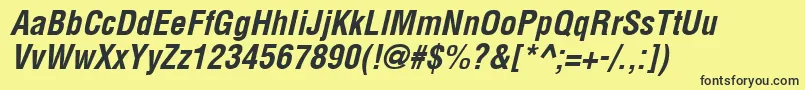 Czcionka Arenacondensed Bold Italic – czarne czcionki na żółtym tle