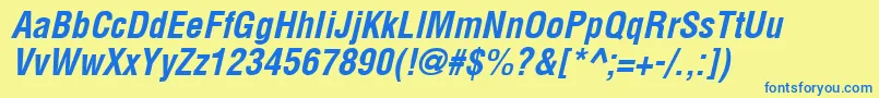 Arenacondensed Bold Italic-fontti – siniset fontit keltaisella taustalla