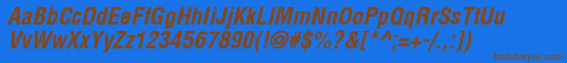 Arenacondensed Bold Italic Font – Brown Fonts on Blue Background
