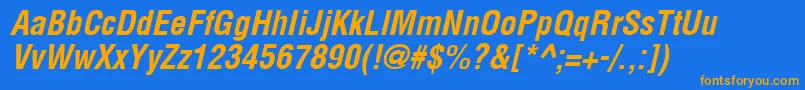 Czcionka Arenacondensed Bold Italic – pomarańczowe czcionki na niebieskim tle