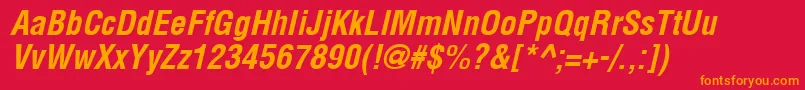 Fonte Arenacondensed Bold Italic – fontes laranjas em um fundo vermelho